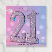 Glam Silver Sparkle 21st Birthday Pink Purple Geschenkanhänger (Vorderseite)