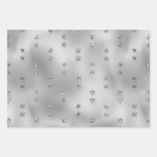 Glam Silver Stars Weihnachten Geschenkpapier Set (Vorderseite 2)