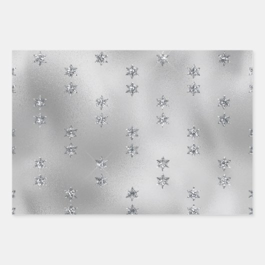 Glam Silver Stars Weihnachten Geschenkpapier Set (Vorderseite)