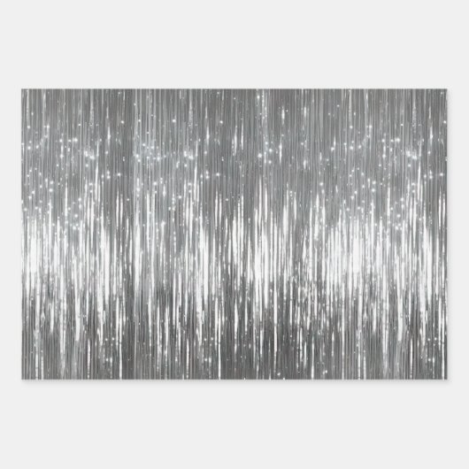 Glam Silver Stripes Wedding Geschenkpapier Set (Vorderseite)