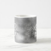 Glam Silver Trendy Script Monogram Kaffeetasse (Mittel)
