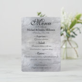 Glam Silver Wedding Menu Menükarte (Stehend Vorderseite)