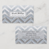 Glam Silver & White Dreamy Business Card Visitenkarte (Vorne/Hinten)