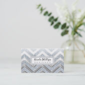 Glam Silver & White Dreamy Business Card Visitenkarte (Stehend Vorderseite)