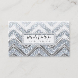 Glam Silver & White Dreamy Business Card Visitenkarte