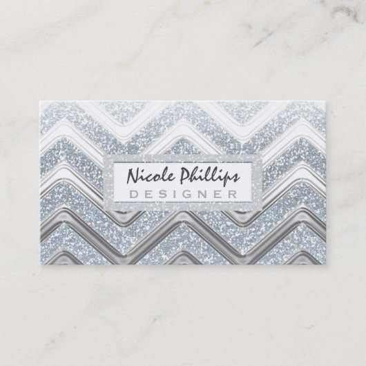 Glam Silver & White Dreamy Business Card Visitenkarte (Vorderseite)