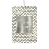 Glam Silver White Zigzag Streifen Autolufterfrischer (Vorderseite)