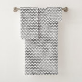 Glam Silver White Zigzag Streifen Badhandtuch Set (Insitu)