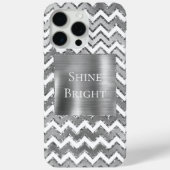 Glam Silver White Zigzag Streifen Case-Mate iPhone Hülle (Rückseite)