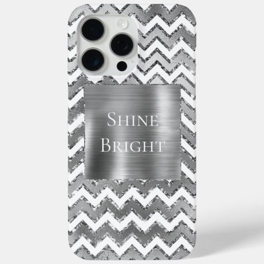 Glam Silver White Zigzag Streifen Case-Mate iPhone Hülle (Rückseite)
