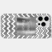 Glam Silver White Zigzag Streifen Case-Mate iPhone Hülle (Rückseite (Horizontal))