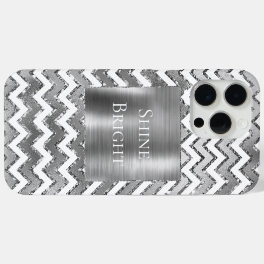 Glam Silver White Zigzag Streifen Case-Mate iPhone Hülle (Rückseite (Horizontal))