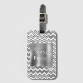 Glam Silver White Zigzag Streifen Gepäckanhänger (Vorderseite Vertikal)