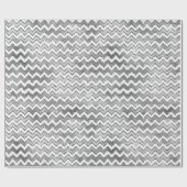 Glam Silver White Zigzag Streifen Geschenkpapier (Flach)