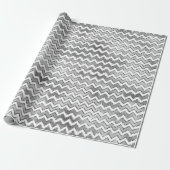 Glam Silver White Zigzag Streifen Geschenkpapier (Ungerollt)