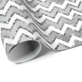 Glam Silver White Zigzag Streifen Geschenkpapier (Rolleneckpunkt)