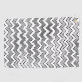 Glam Silver White Zigzag Streifen Golfhandtuch (Horizontal)