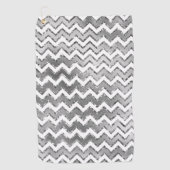 Glam Silver White Zigzag Streifen Golfhandtuch (Vorderseite)