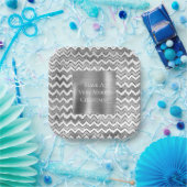 Glam Silver White Zigzag Streifen Pappteller (Party)