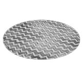 Glam Silver White Zigzag Streifen Schneidebrett (Ecke)