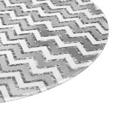 Glam Silver White Zigzag Streifen Schneidebrett (Ecke)