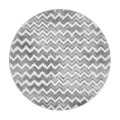 Glam Silver White Zigzag Streifen Schneidebrett (Vorderseite)