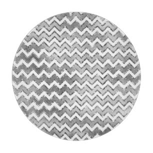 Glam Silver White Zigzag Streifen Schneidebrett