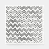 Glam Silver White Zigzag Streifen Serviette (Vorderseite)