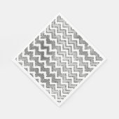 Glam Silver White Zigzag Streifen Serviette (Ecke)