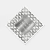 Glam Silver White Zigzag Streifen Serviette (Ecke)