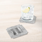 Glam Silver White Zigzag Streifen Untersetzer (Vor Ort)