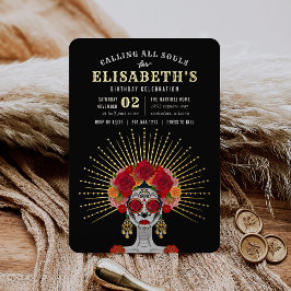 Glam Skeleton Day of the Dead Theme Birthday Party Folieneinladung