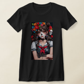 Glam Skull Girl Anime Art Manga Shirt 01