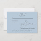 Glam Sky Blue Silver Text Wedding RSVP Card Karte (Vorderseite)