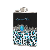 Glam Snow Leopard Print Custom Flask Flachmann (Links)