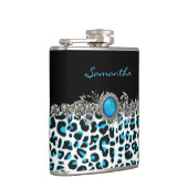 Glam Snow Leopard Print Custom Flask Flachmann (Rechts)