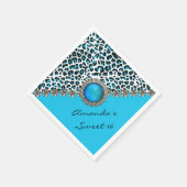 Glam Snow Leopard Sweet 16 Custom Birthday Napkins Serviette (Ecke)
