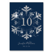 Glam Snowflake Xmas Hochzeit Silver Navy Tischnummer (Vorderseite)