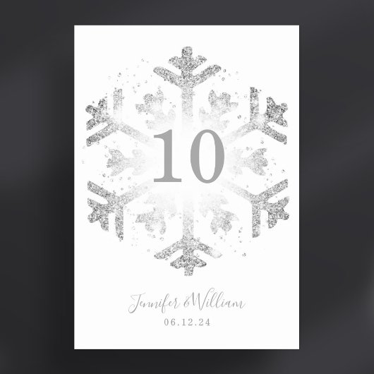Glam Snowflake Xmas Wedding Silver Tischnummer