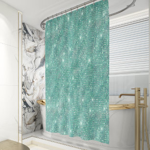 Glam Sparkle Punkte Meer Glas Grün Duschvorhang