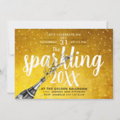 Glam Sparkling Champagner Gold New Year Party Invi Einladung (Vorderseite)
