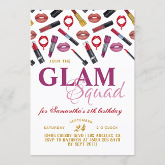 Glam Squad Makeup zum Geburtstag Einladung