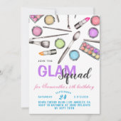 Glam Squad Makeup zum Geburtstag Einladung (Vorderseite)