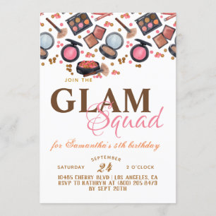 Glam Squad Makeup zum Geburtstag Einladung