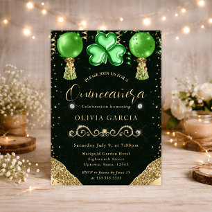Glam St. Patrick's Ballons Quinceanera Einladung