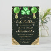 Glam St Patrick's Balloons 21. Geburtstag Einladung (Stehend Vorderseite)