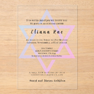 Glam Star von David Elegant Bat Mitzvah Einladung