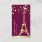 Glam Stars Confetti Goldener Garten Pariser Eiffel Visitenkarte (Vorderseite)