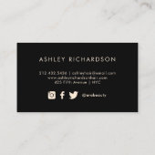 Glam Stilvoll Rosa, Schwarz und Imitate Gold Visitenkarte (Rückseite)