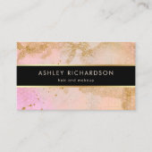 Glam Stilvoll Rosa, Schwarz und Imitate Gold Visitenkarte (Vorderseite)